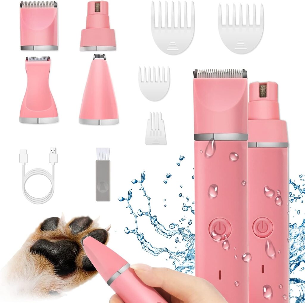 Veeconn Dog Grooming Clippers Kit -Low Noise Pet Clippers -Rechargeable Cat Grooming-Cordless Quiet Pet Nail Grinder Small Dog Trimmer Puppies Paw,Puppy Face Shaver