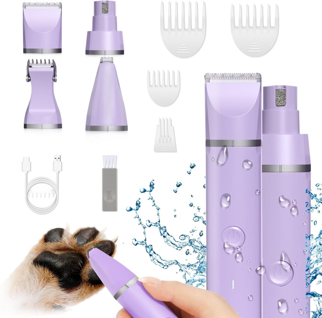 Veeconn Dog Grooming Clippers Kit -Low Noise Pet Clippers -Rechargeable Cat Grooming-Cordless Quiet Pet Nail Grinder Small Dog Trimmer Puppies Paw,Puppy Face Shaver