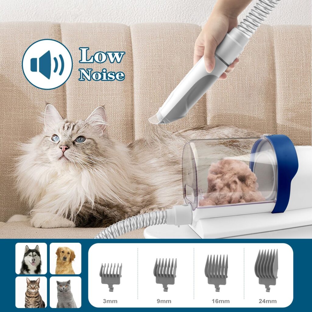 Dog Grooming Kit for Pet Include 4 Hair Clipper Combs 2.5L Vacuum Cleaner and 5 Pet Grooming Tools for Shedding, Low Noise for Home Cleanning